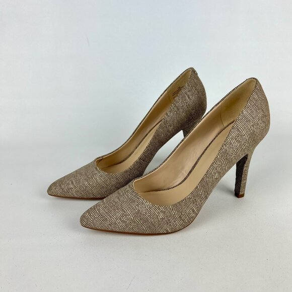 Nine West Womens Gwendle Pointy Toe Pumps Tan Snake Print Stiletto size 7 - Picture 3 of 15